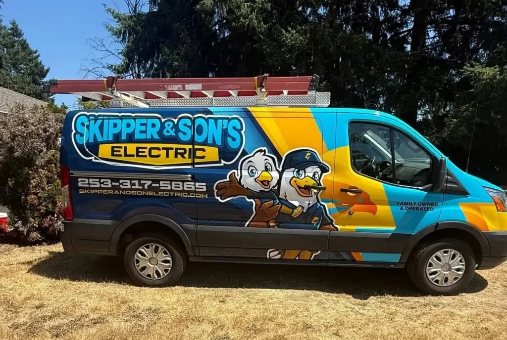 Skipper & Son's Electric van in Lakewood, WA.