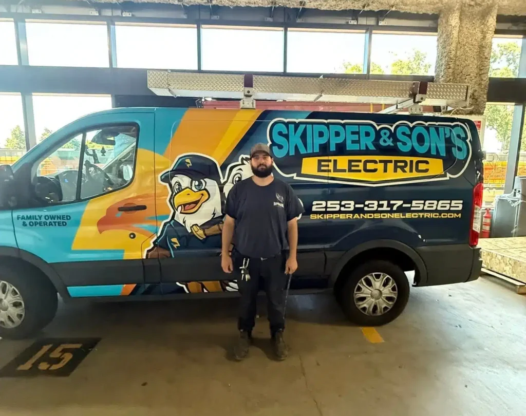 Skipper & Son's Electric van in Lakewood, WA.