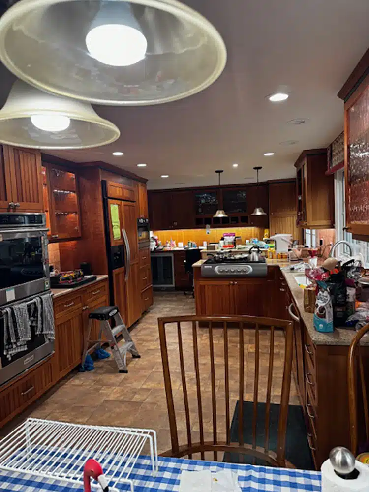 Kitchen lighting in residential home in Lakewood, WA.