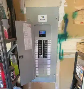 Open electrical panel in Lakewood, WA.