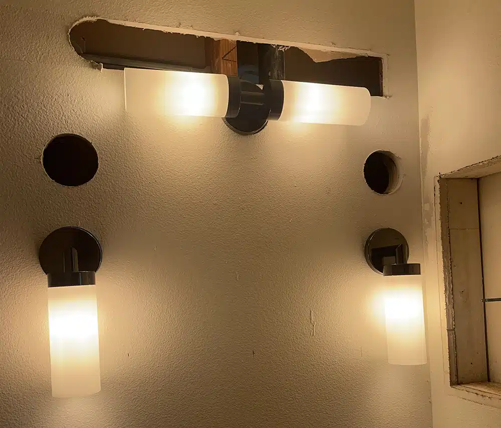 Vanity lighting installation in Lakewood, WA.